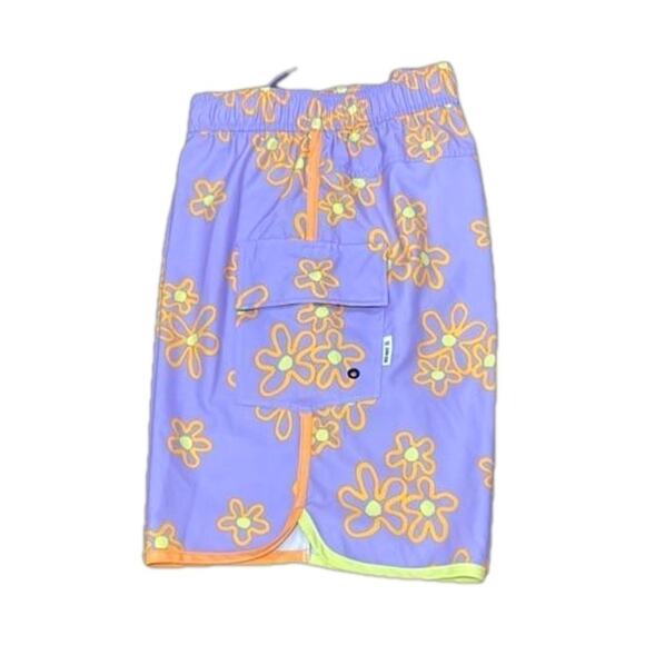 Men’s SVRN Sovereign CODE Swim Trunks Purple Orange Sz XL Elastic Waist 1 Pocket - Picture 3 of 13